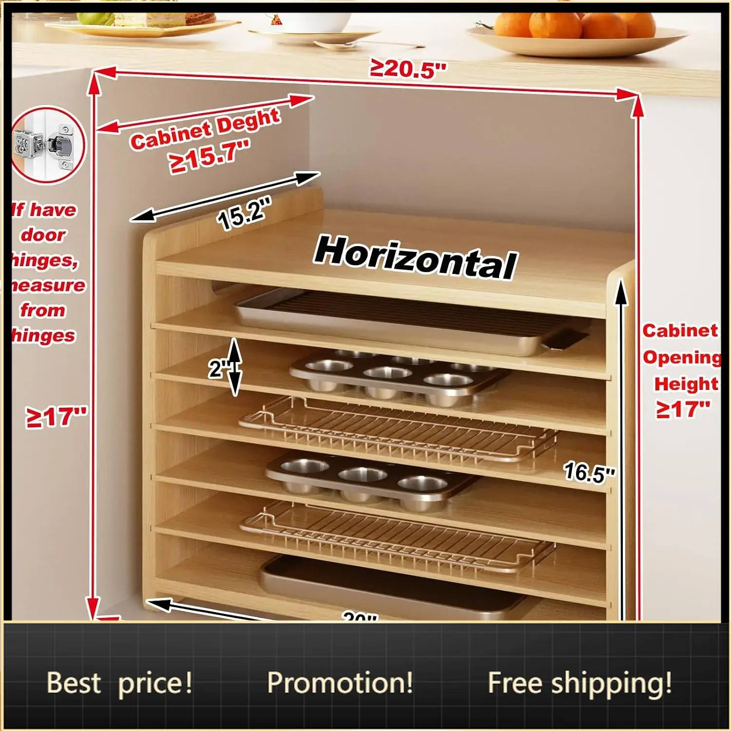 Kitchen Cabinet Baking Organizer - 7-ярусный деревянный органайзер для шкафов, подставка
