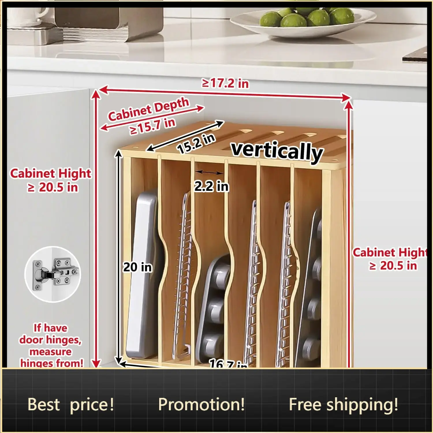 Kitchen Cabinet Baking Organizer - Деревянные разделители для шкафов, органайзер для