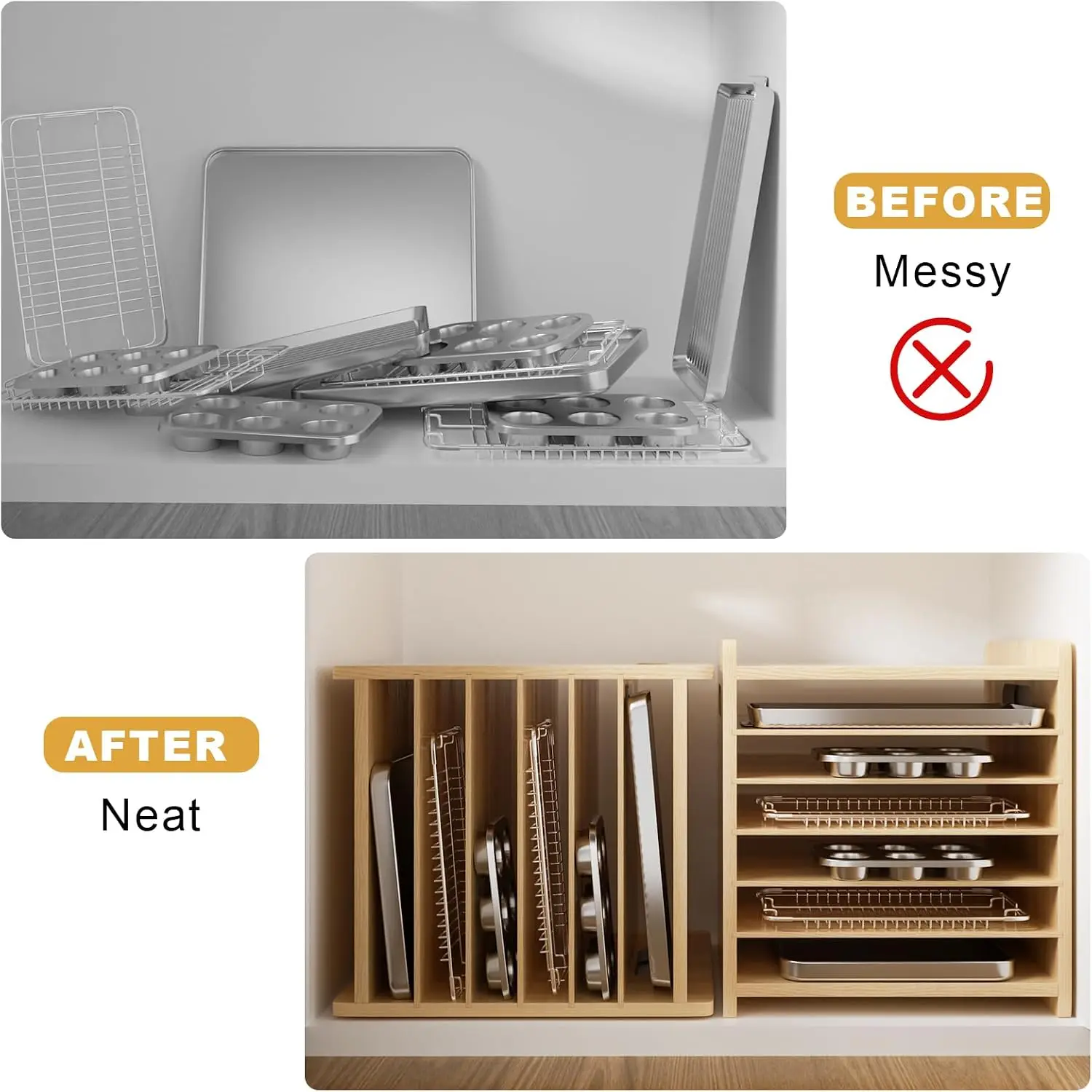 7-ярусный деревянный органайзе – обзор и цена Kitchen Cabinet Baking Organizer