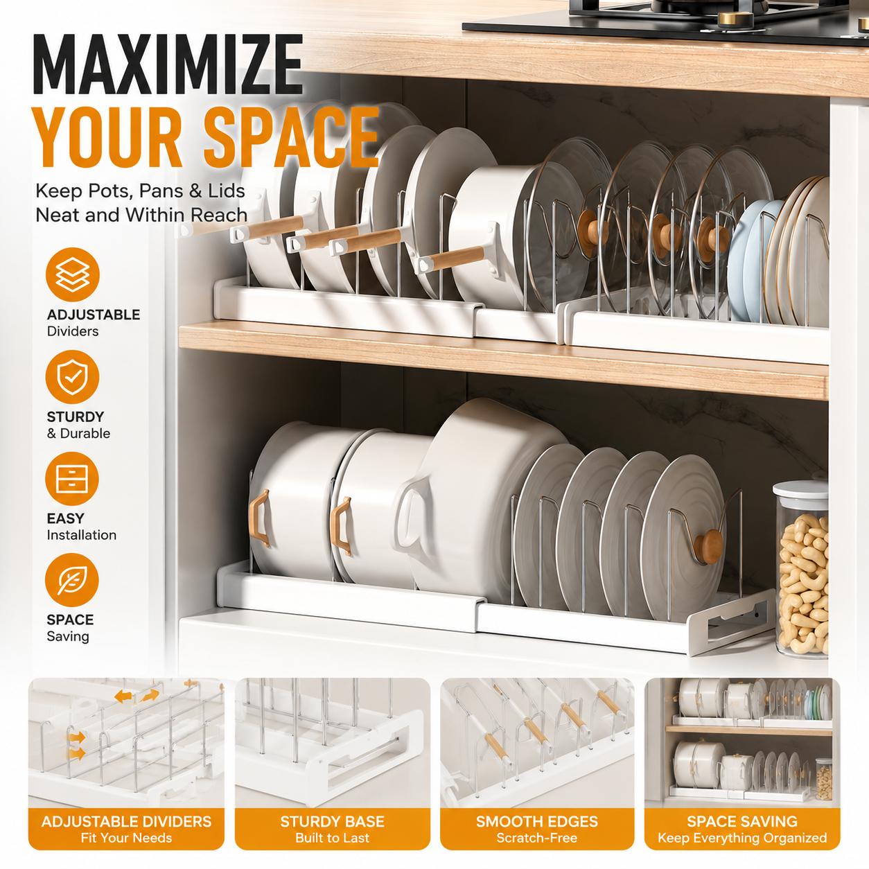 Регулируемый органайзер для ка – обзор и цена Kitchen Cabinet Baking Organizer