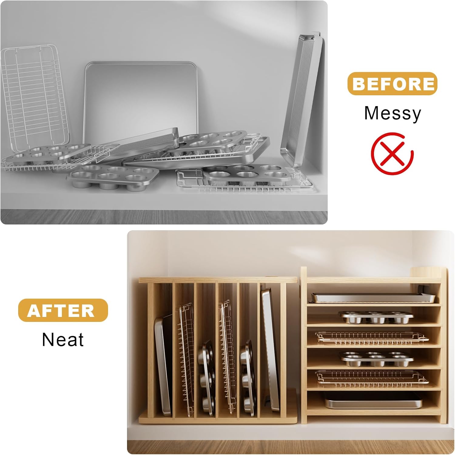 Деревянный органайзер-разделит – обзор и цена Kitchen Cabinet Baking Organizer
