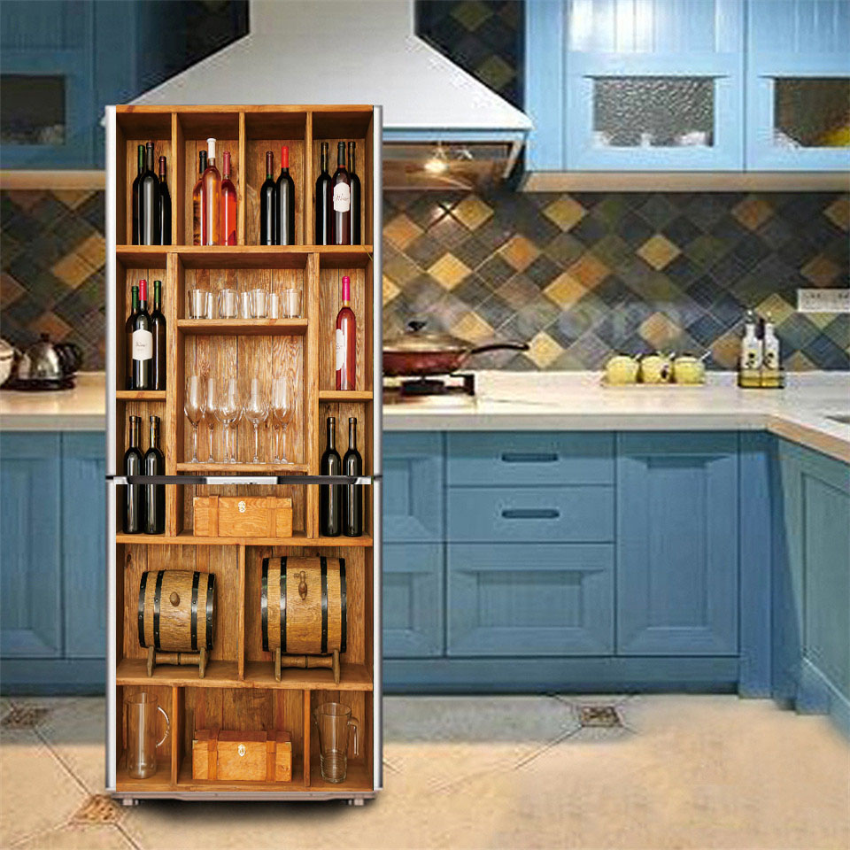 3d наклейка на холодильник, во – обзор и цена Kitchen Baking Cabinet